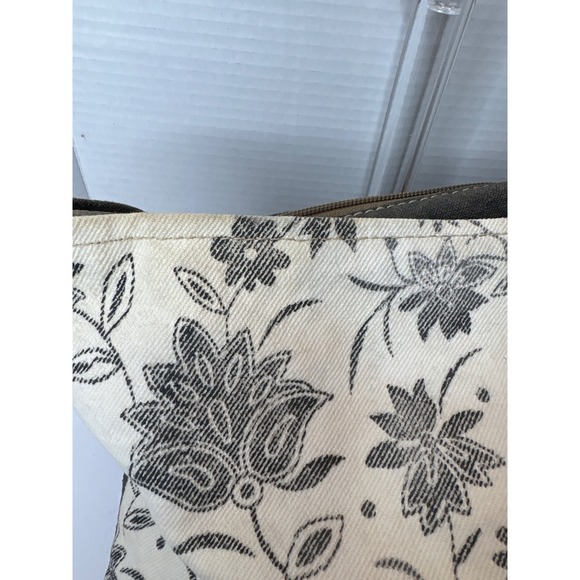 Myra Bag Cowhide Hair On Hide Floral Canvas Backpack Brown White Gray Boho - Picture 4 of 7